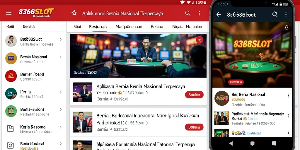 Antarmuka aplikasi 8368SLOT menampilkan berita nasional terkini.