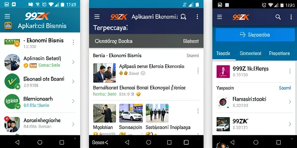 Antarmuka 99ZK menampilkan informasi ekonomi dan berita bisnis terkini.