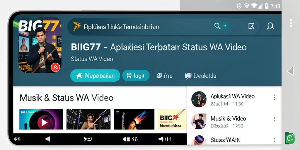 Antarmuka aplikasi BIG77 yang menawan untuk Status WA Video.