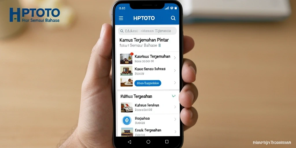 Tampilan antarmuka HPTOTO dengan fungsi Kamus Terjemahan yang sederhana dan efektif.