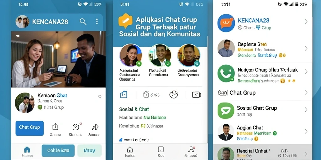 Antarmuka KENCANA28 yang modern dan fungsional dalam Chat Grup.
