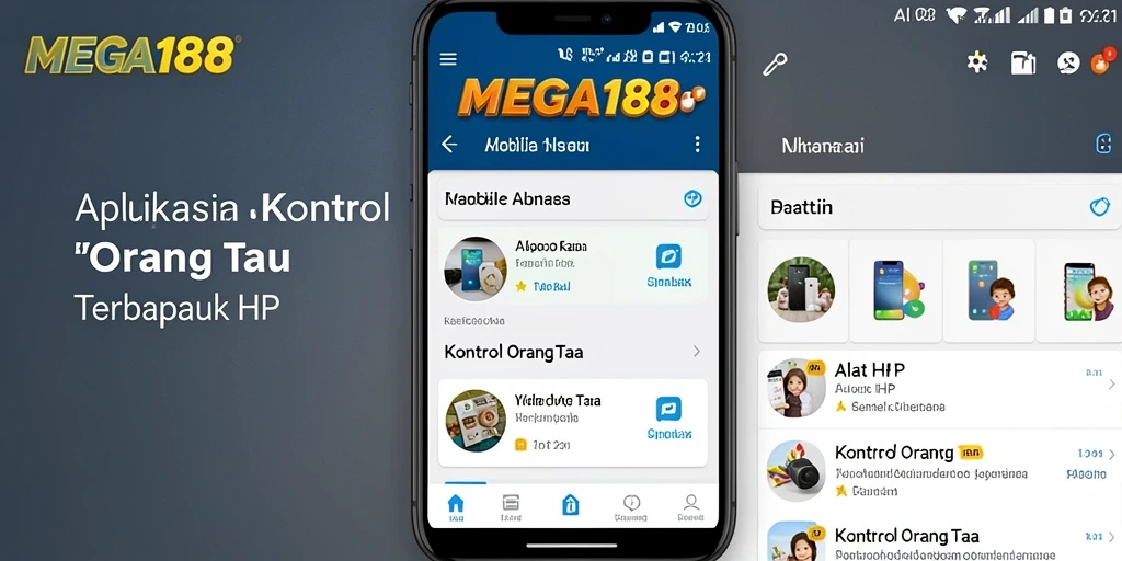 Antarmuka aplikasi MEGA188 yang intuitif dengan fitur kontrol orang tua.