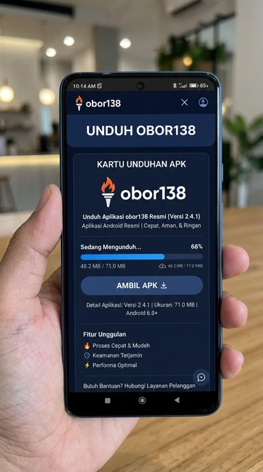 Tampilan halaman APK obor138