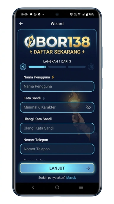 Tampilan halaman daftar obor138